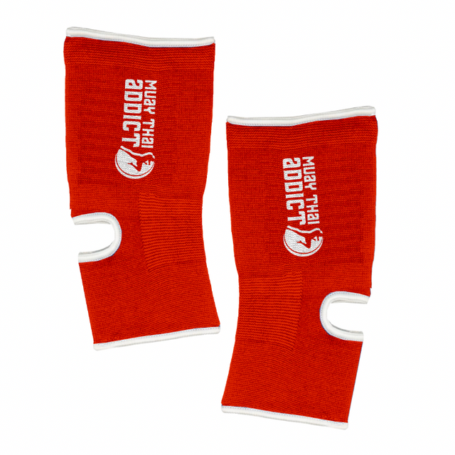 Muay Thai Addict Ankle Supports(Red with White Border)