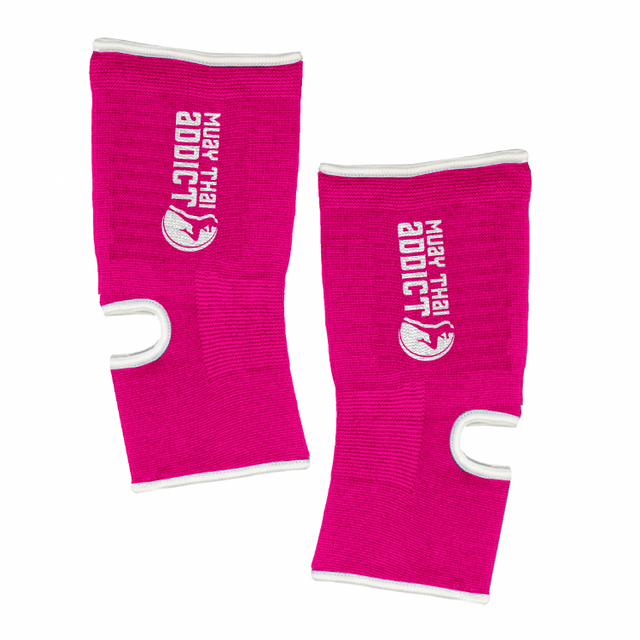 Muay Thai Addict Ankle Supports(Pink with White Border)