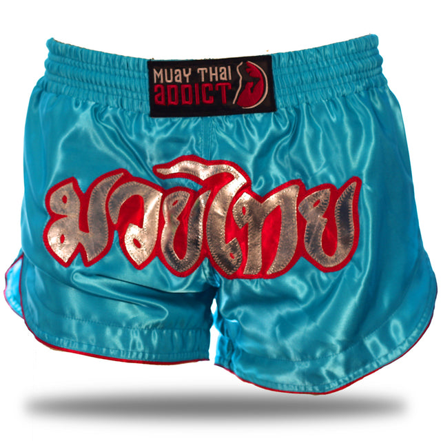 Ocean Blue Retro Muay Thai Shorts