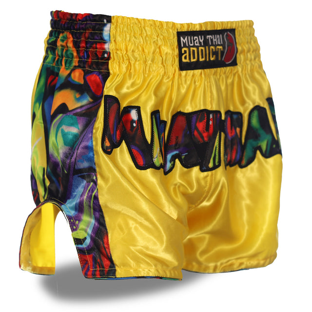 Yellow Muay Thai Graffiti Shorts