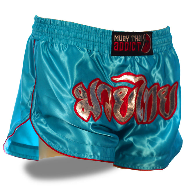 Ocean Blue Retro Muay Thai Shorts